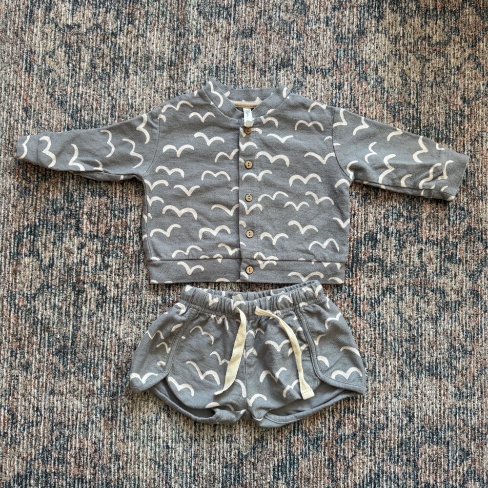 Rylee and Cru Beach Bird Cardigan and Short Set - NWOT